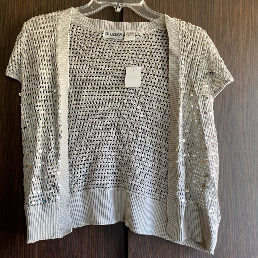 NWT CB Design Cropped Sequin Cardigan
